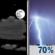 Tonight: Showers and thunderstorms likely after 1am.  Mostly cloudy, with a low around 78. Southeast wind 5 to 10 mph becoming north northeast after midnight.  Chance of precipitation is 70%. New rainfall amounts between a quarter and half of an inch possible. 
