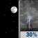 Sunday Night: A 30 percent chance of showers and thunderstorms after 1am.  Mostly clear, with a low around 77. South wind 15 to 20 mph, with gusts as high as 30 mph. 