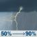 Tuesday: A chance of showers and thunderstorms, then showers and possibly a thunderstorm after 1pm. High near 81. South wind 10 to 15 mph, with gusts as high as 20 mph. Chance of precipitation is 90%. New rainfall amounts between a half and three quarters of an inch possible. Tuesday: A chance of showers and thunderstorms, then showers and possibly a thunderstorm after 1pm. High near 81. South wind 10 to 15 mph, with gusts as high as 20 mph. Chance of precipitation is 90%. New rainfall amounts between a half and three quarters of an inch possible.