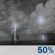 Monday Night: A 50 percent chance of showers and thunderstorms.  Partly cloudy, with a low around 71. South southeast wind 5 to 10 mph. 