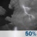 Saturday Night: A 50 percent chance of showers and thunderstorms.  Mostly cloudy, with a low around 74. Southeast wind 5 to 10 mph.  New rainfall amounts between a half and three quarters of an inch possible. 