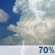 Sunday: A chance of showers and thunderstorms before 1pm, then showers likely and possibly a thunderstorm between 1pm and 4pm, then showers and thunderstorms likely after 4pm. Some of the storms could be severe.  Partly sunny, with a high near 80. East northeast wind around 10 mph.  Chance of precipitation is 70%. New rainfall amounts between a quarter and half of an inch possible. 